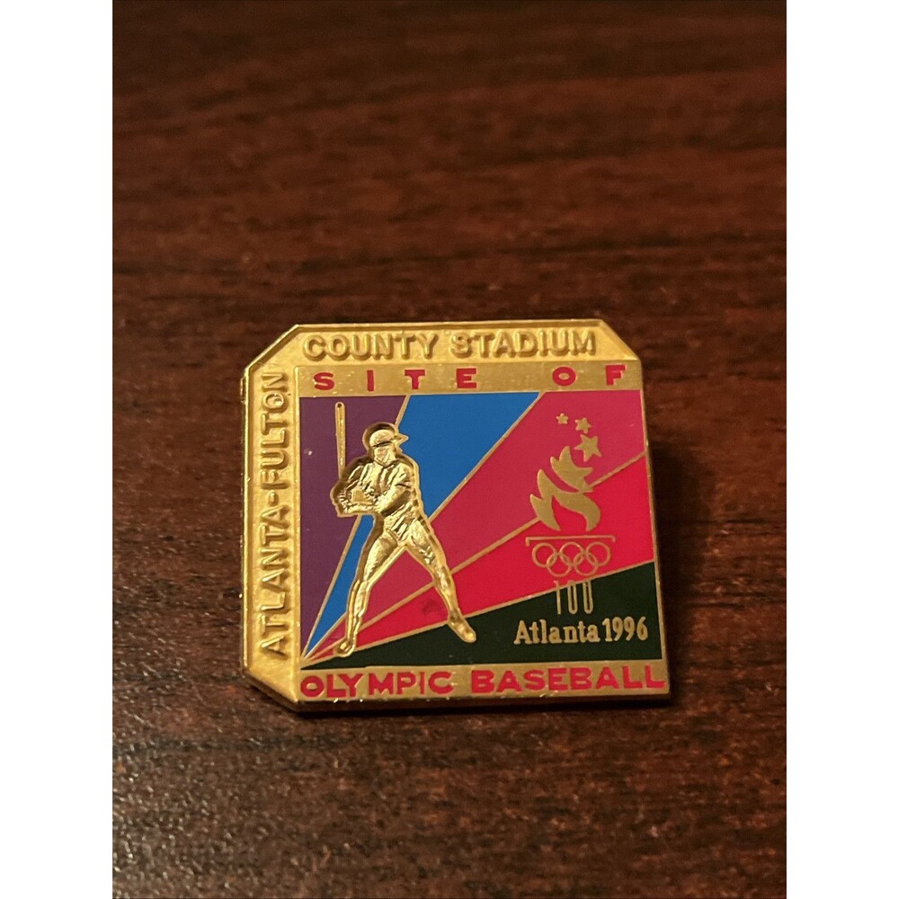 1996 Atlanta Olympics Atlanta-Fulton County Stadium Baseball Site Lapel Hat Pin